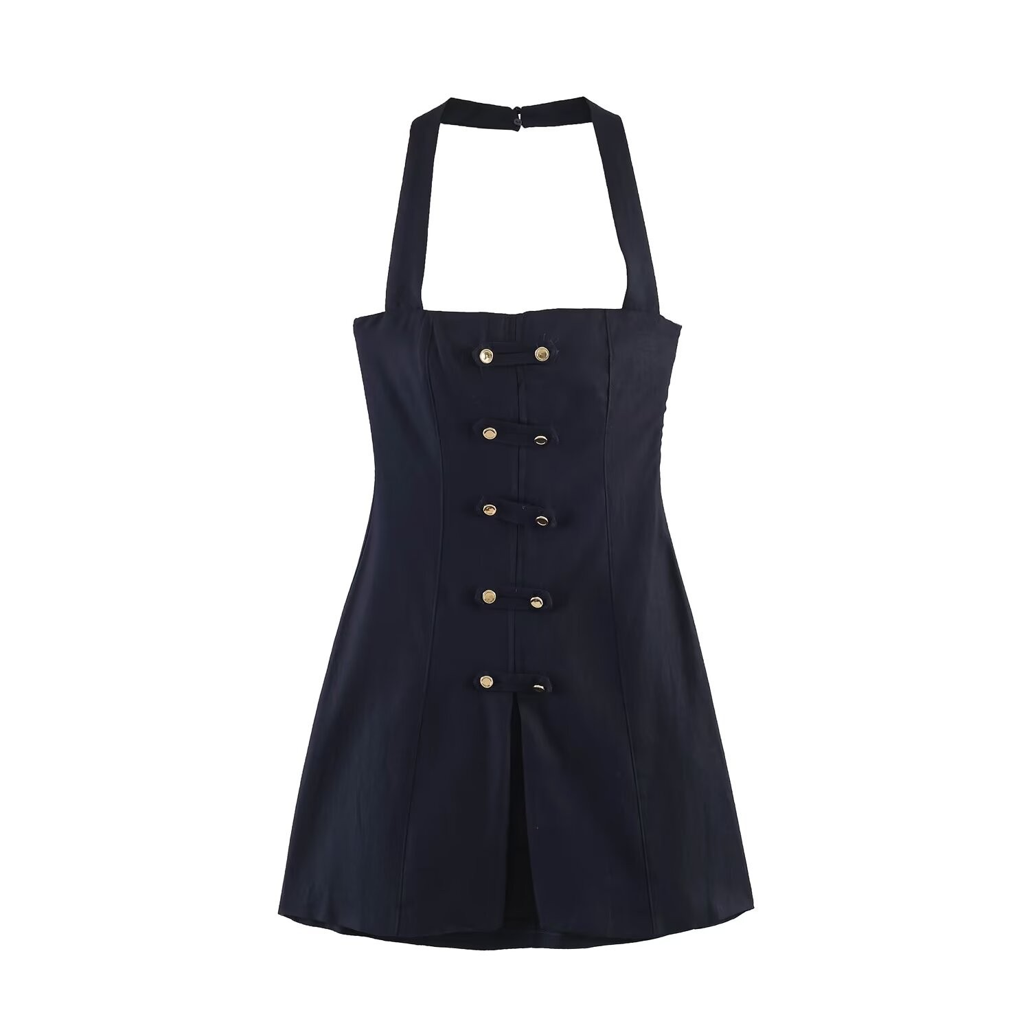 Women's Short Halter Neck Dress Polyester Sleeveless High Waist