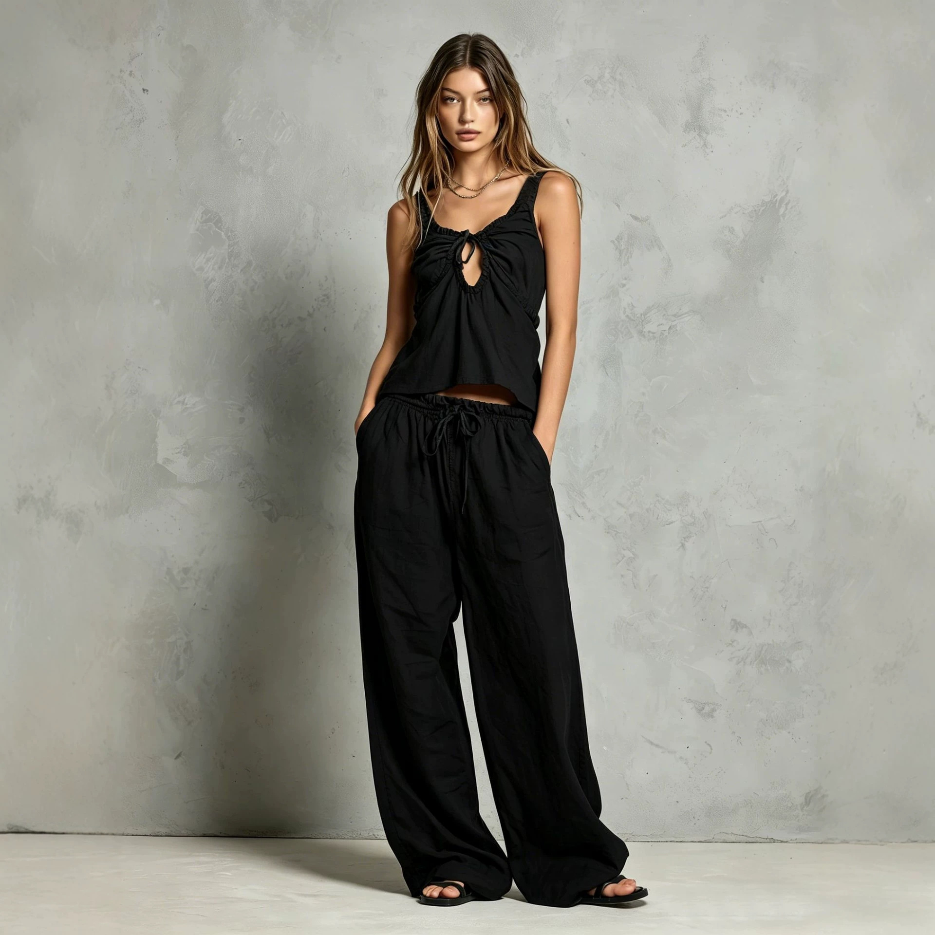 Women's Minimalist Sleeveless Tank Top and Pants Two-Piece Set