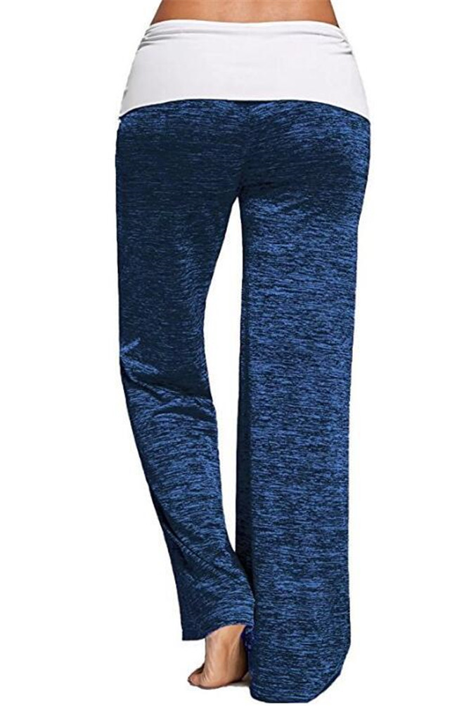 Wide-Leg High-Waist Colorblock Drawstring Lounge Pants
