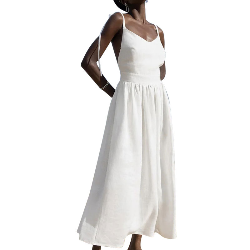 Elegant Solid High-Waist Cami Dress Sleeveless Long