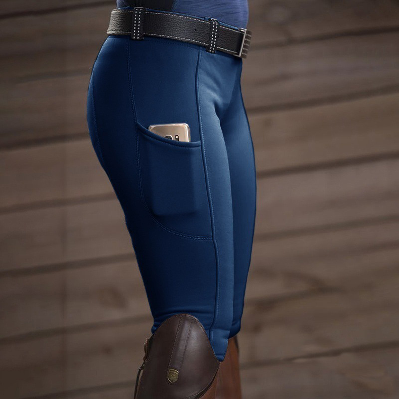 Stretchy Butt-Lifting Equestrian Pencil Pants with Pockets