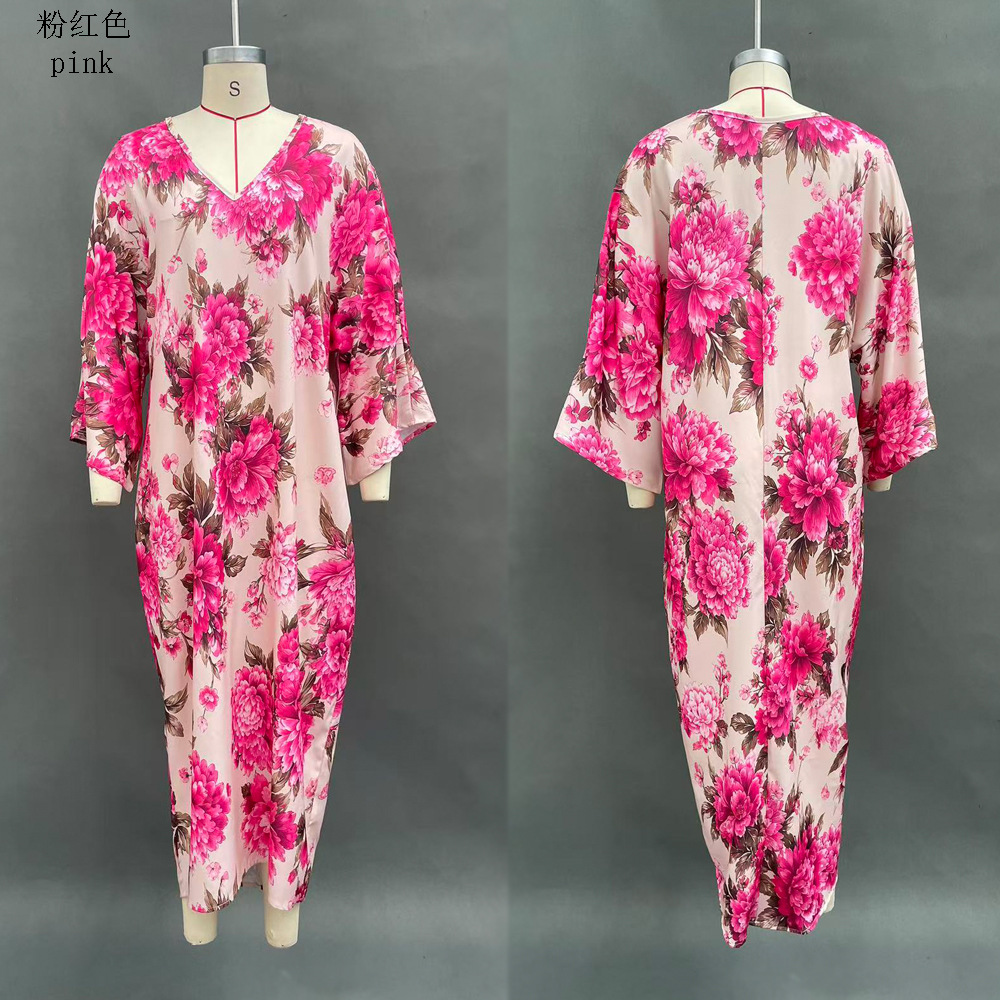 Women's Loose Floral Print Long Dress Casual Boho Maxi