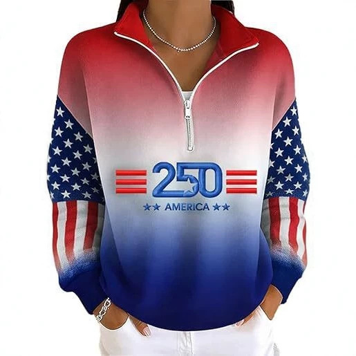 American Independence Print Half-Zip Hoodie