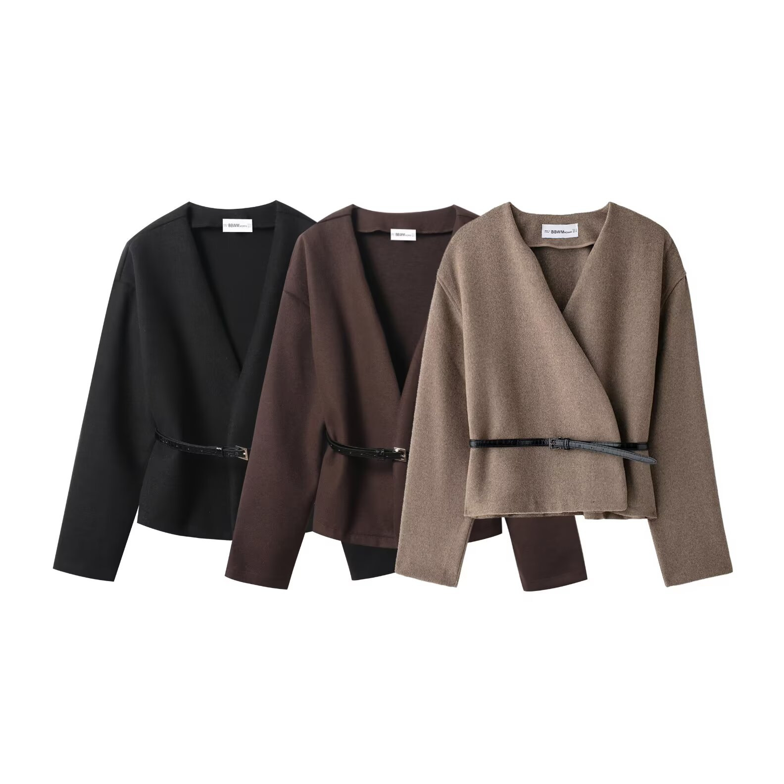 Women's V-Neck Belted Soft Coat Streetwear