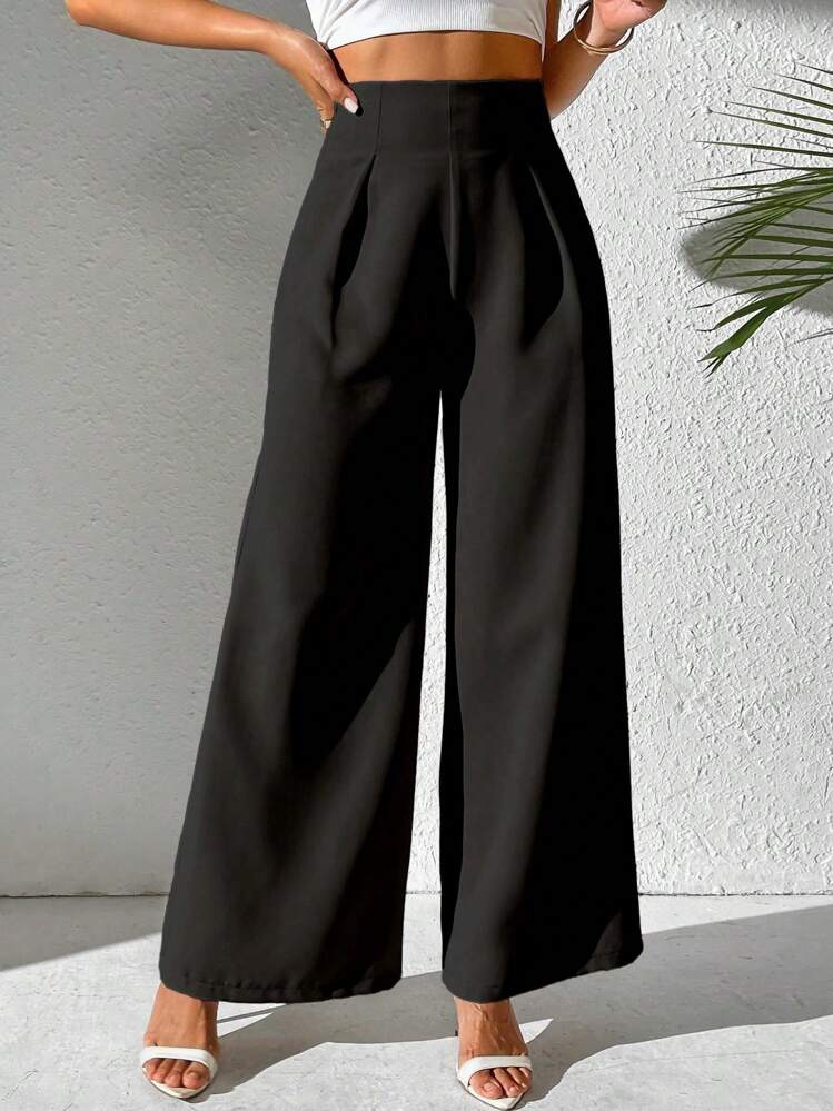 Elegant High-Waist Wide-Leg Dress Pants