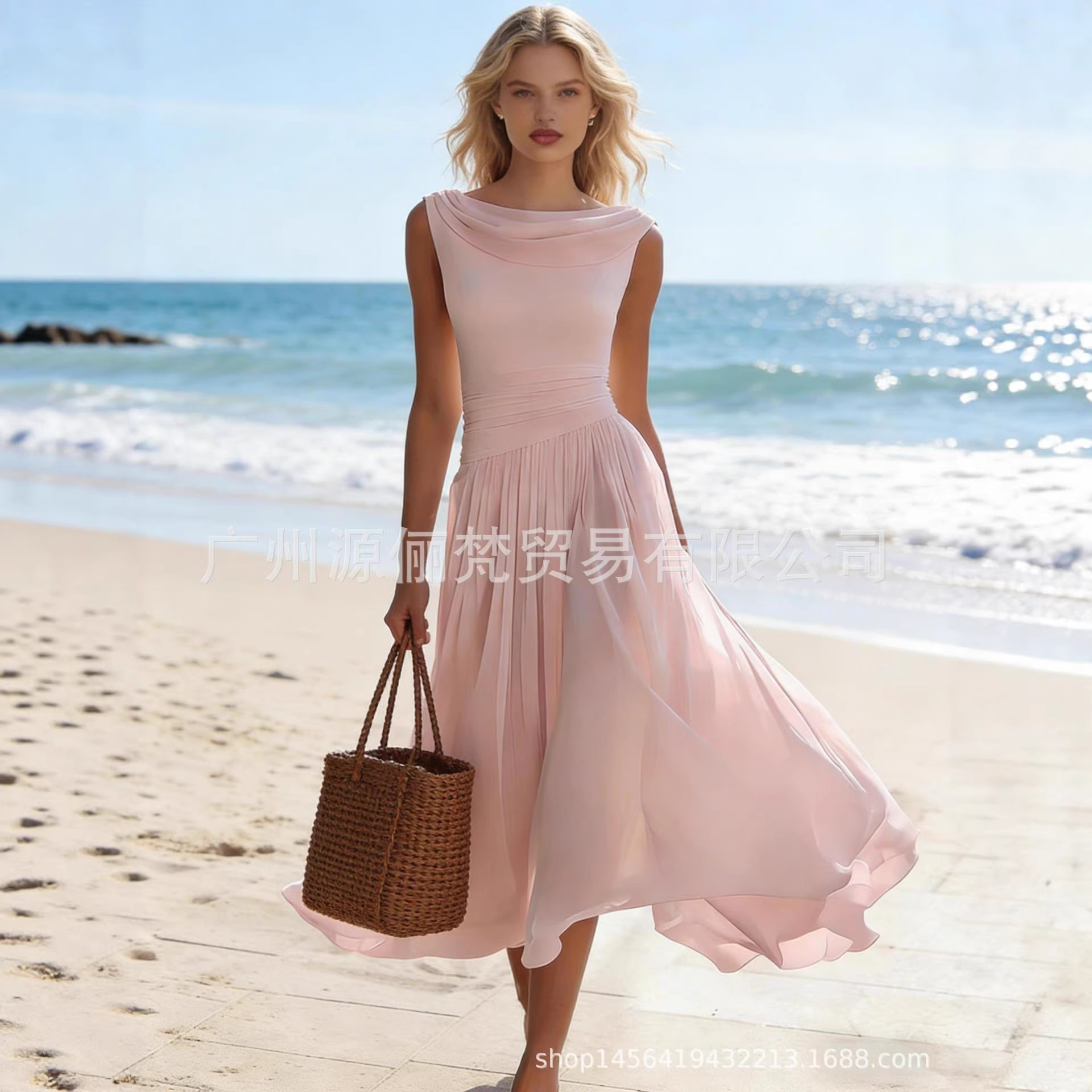 Flowy Chiffon High-Waist Long Dress