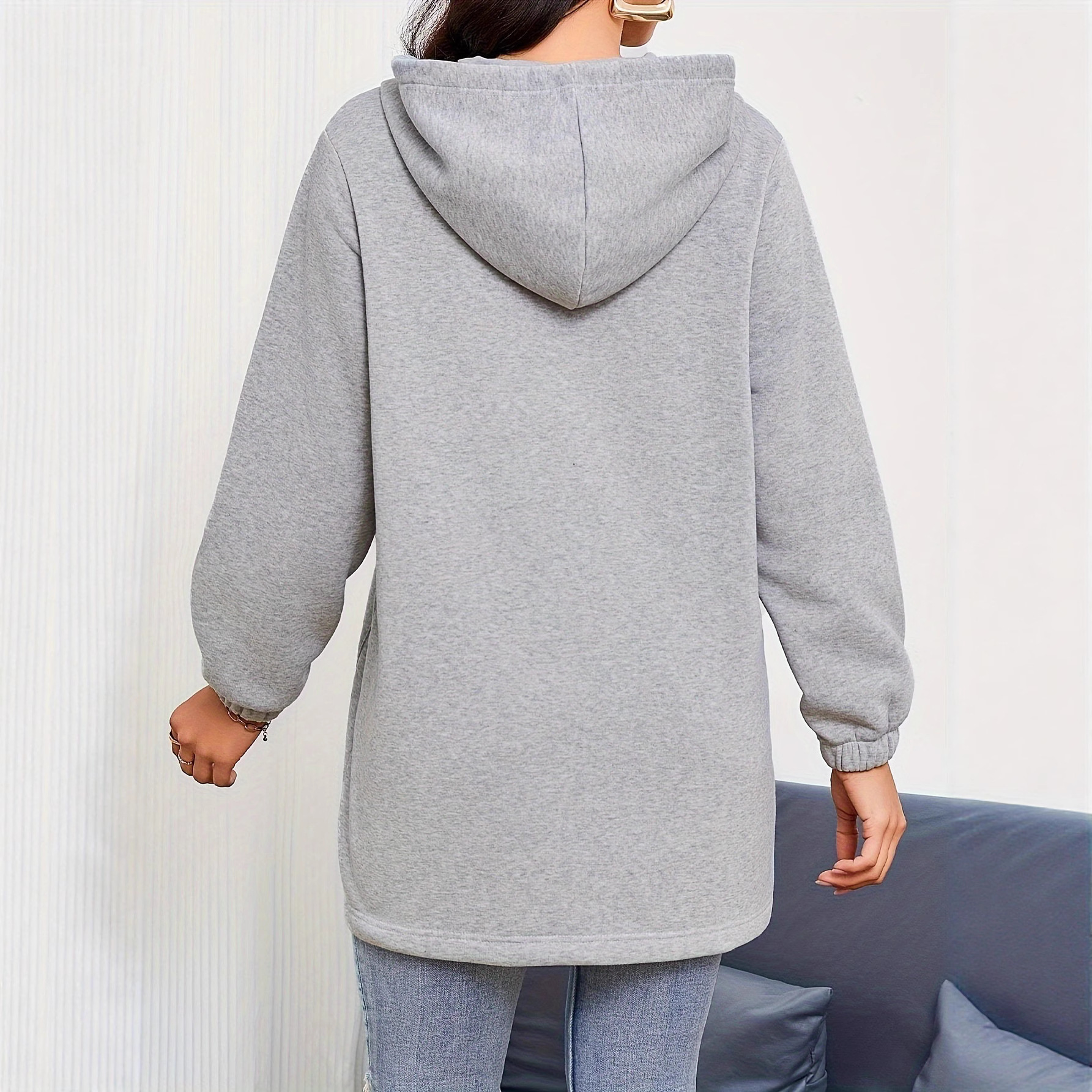 Women's Half-Zip Hooded Sweatshirt Loose Fit Long Sleeve