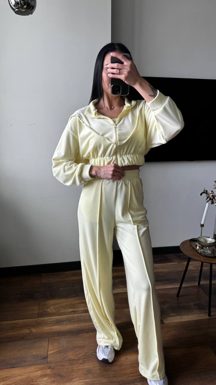 Women's Solid Velvet Stand-Collar Long-Sleeve Three-Piece Pants Set