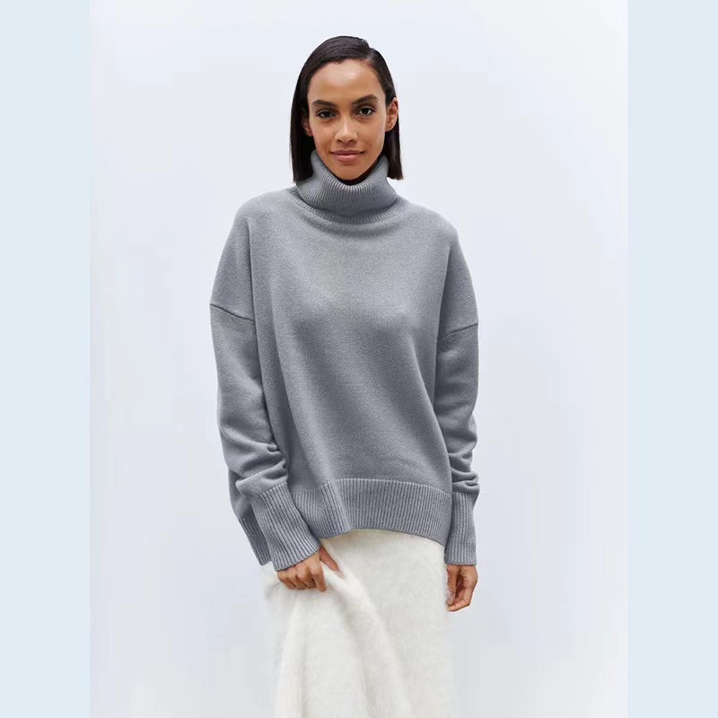 Soft High Turtleneck Solid Pullover Sweater