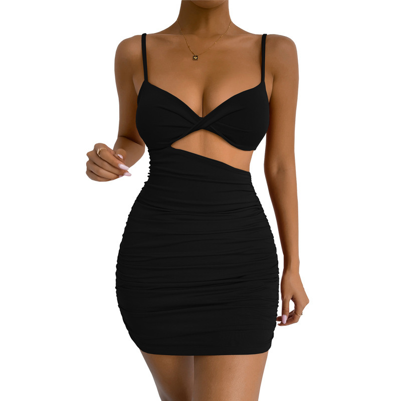 Women's Solid Color Cutout Cami Bodycon Dress