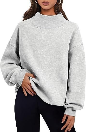 Women's Fleece-Lined Sweatshirt Half Turtleneck Loose Fit