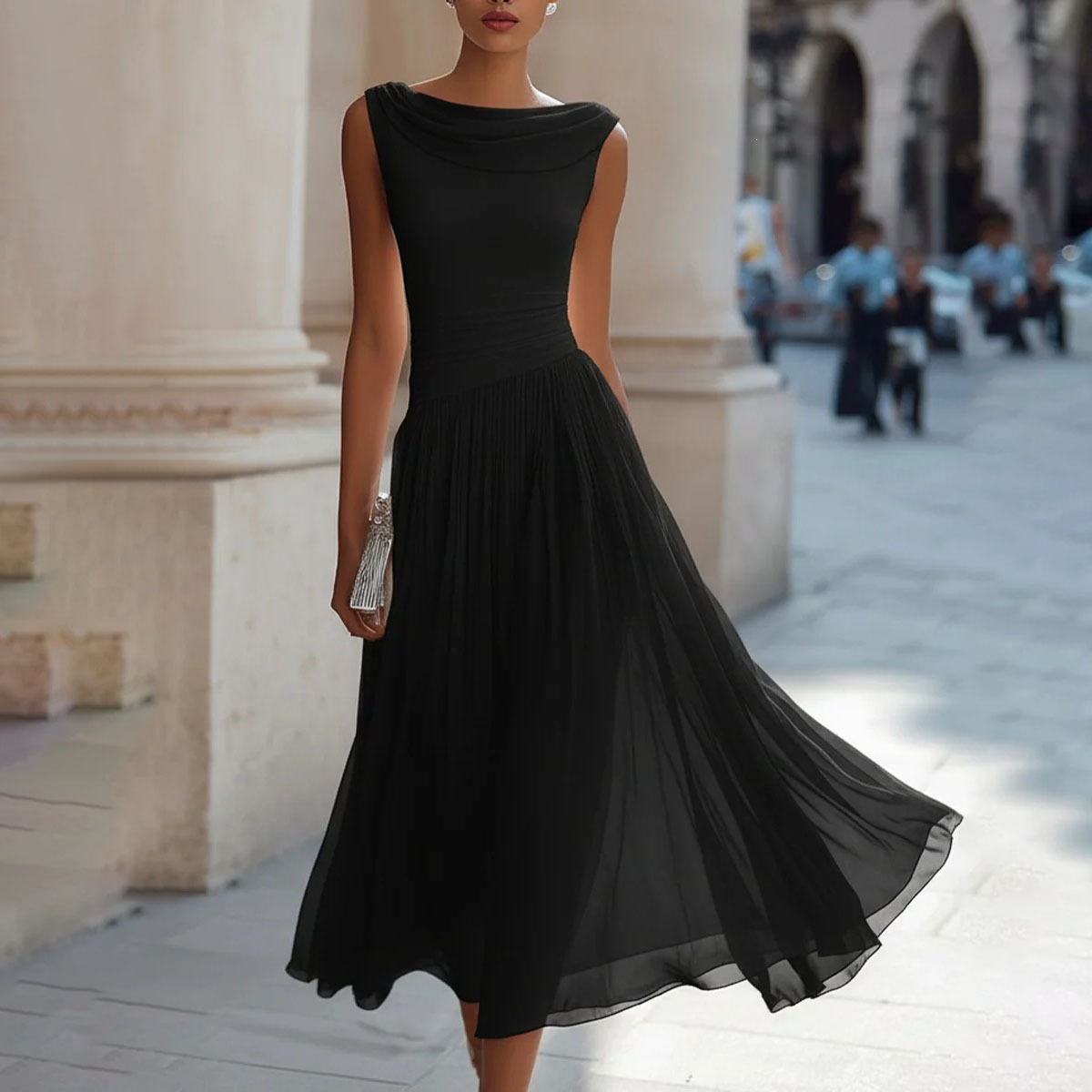 Women's Elegant Solid Color Sleeveless High Waist Maxi Dress