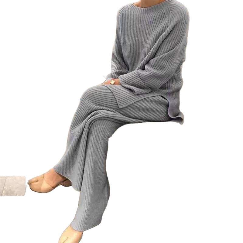 Women's Knit Sweater & Wide-Leg Pants Two-Piece Set