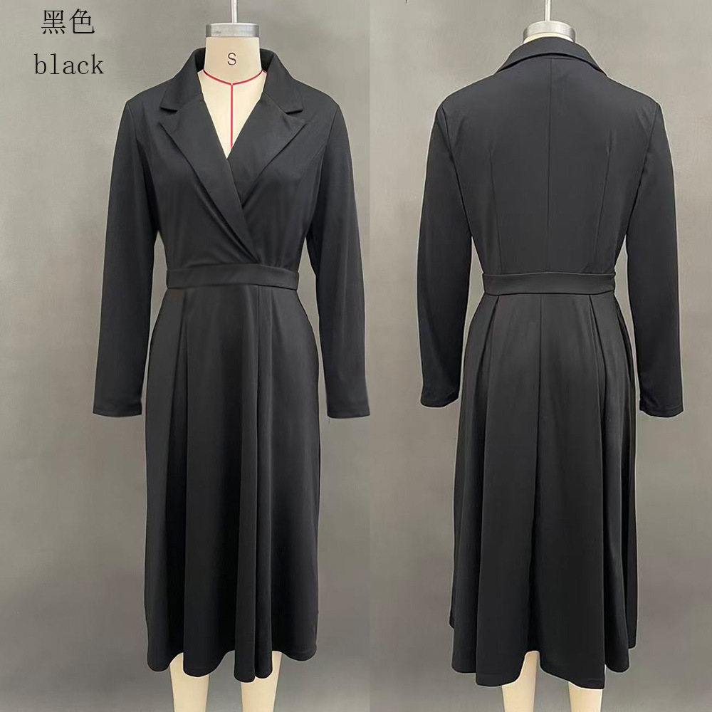 Women's V-Neck Waist-Cinching French-Style Long Gown Dress