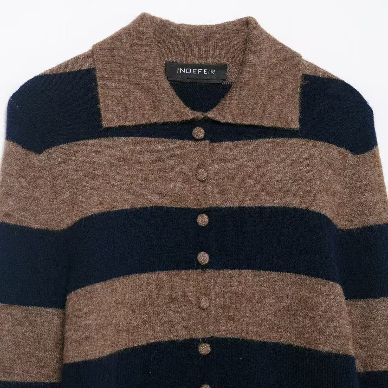 Retro Color-Block Striped Knit Cardigan Sweater