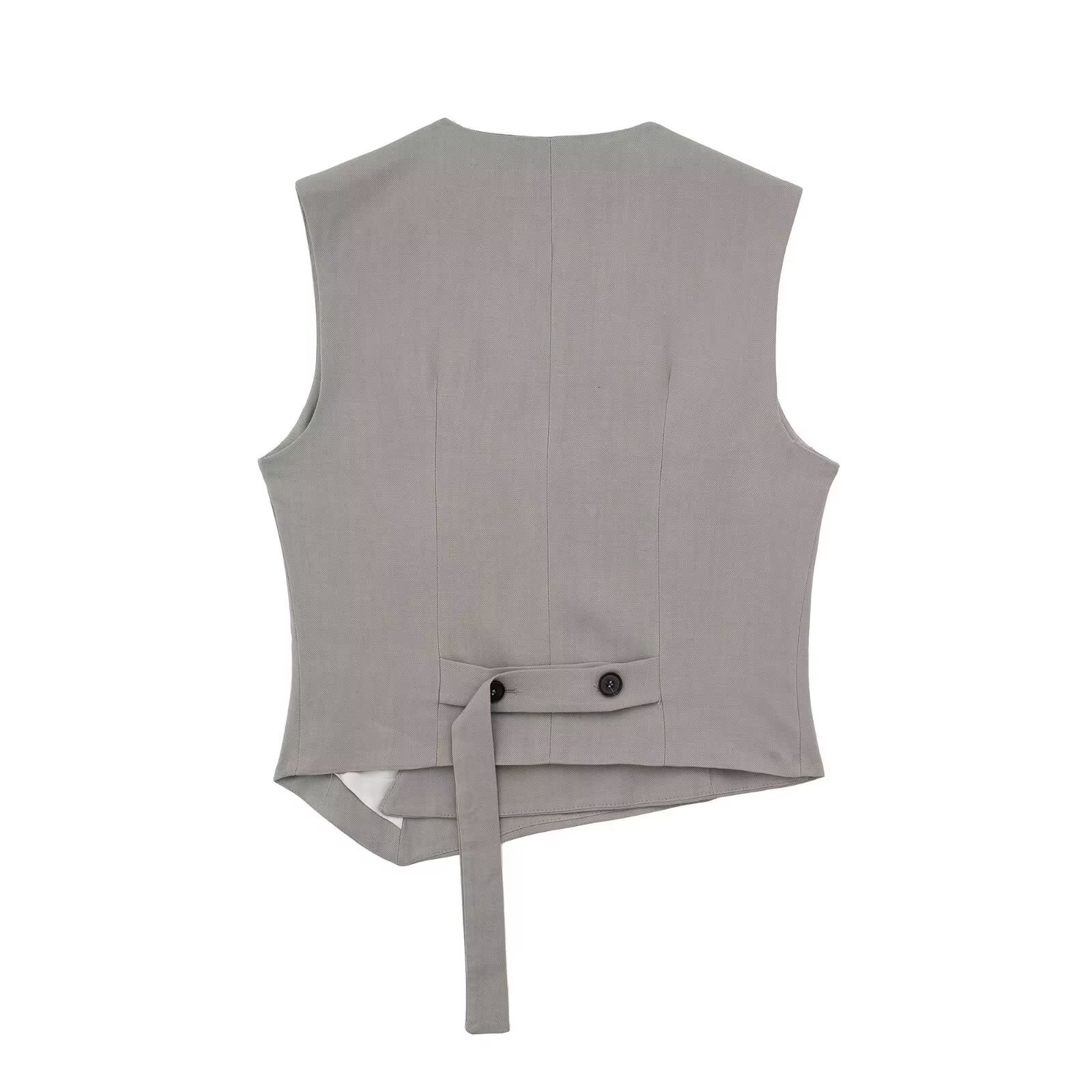 Women's Sleeveless Vest and Casual Pants Set Solid Color Polyester