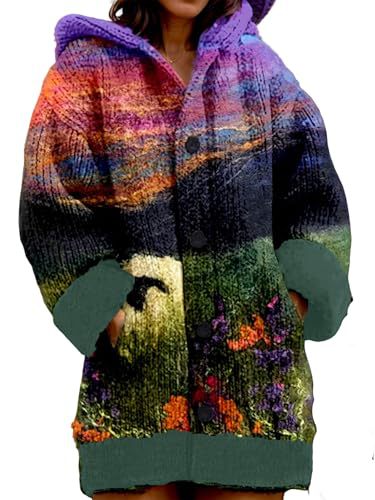 Women's Floral Print Button-Down Cardigan Sweater