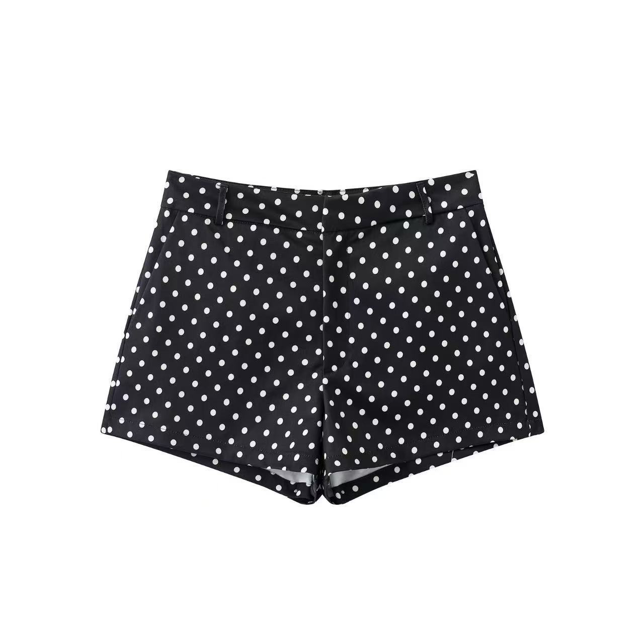 Polka Dot Zip-Up Jacket Casual Stand Collar