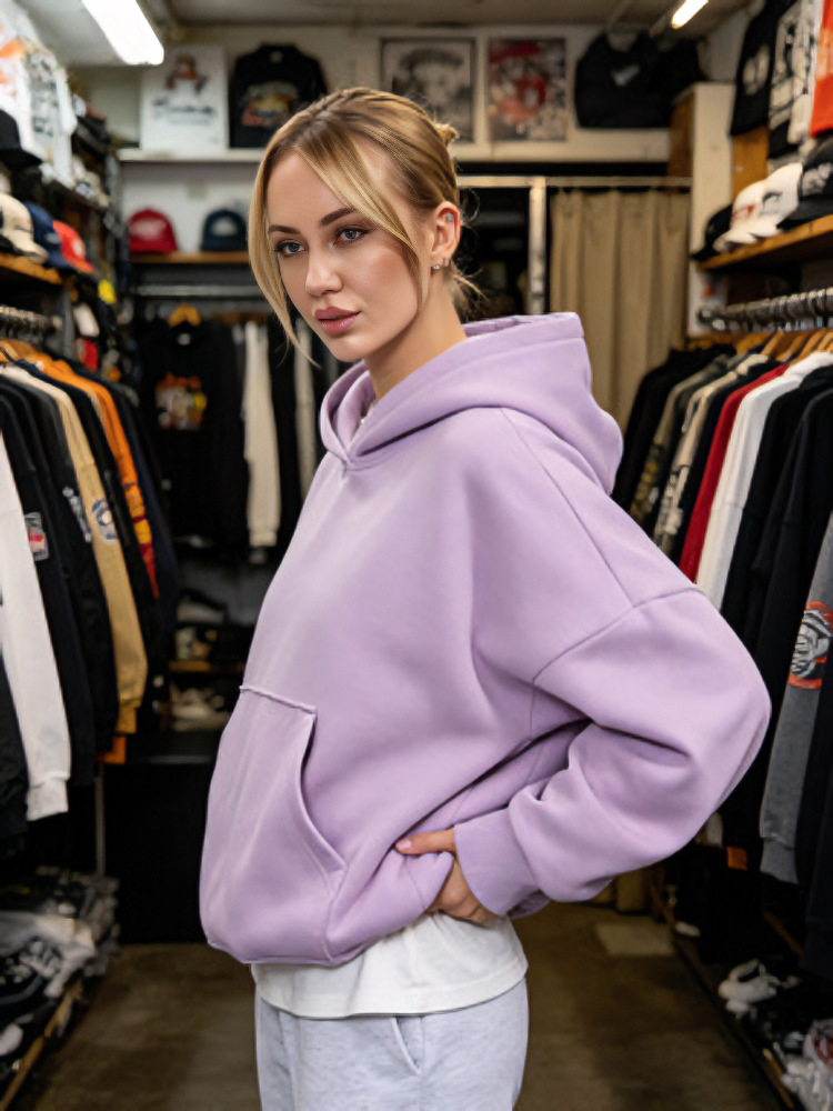 Women's Hooded Drawstring Waist Pullover Fleece Sweatshirt