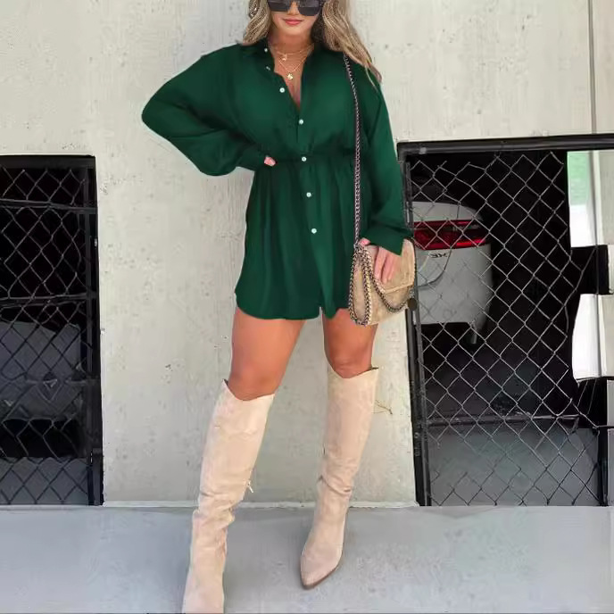 Women's Solid Color Long Sleeve Shirt Bodysuit