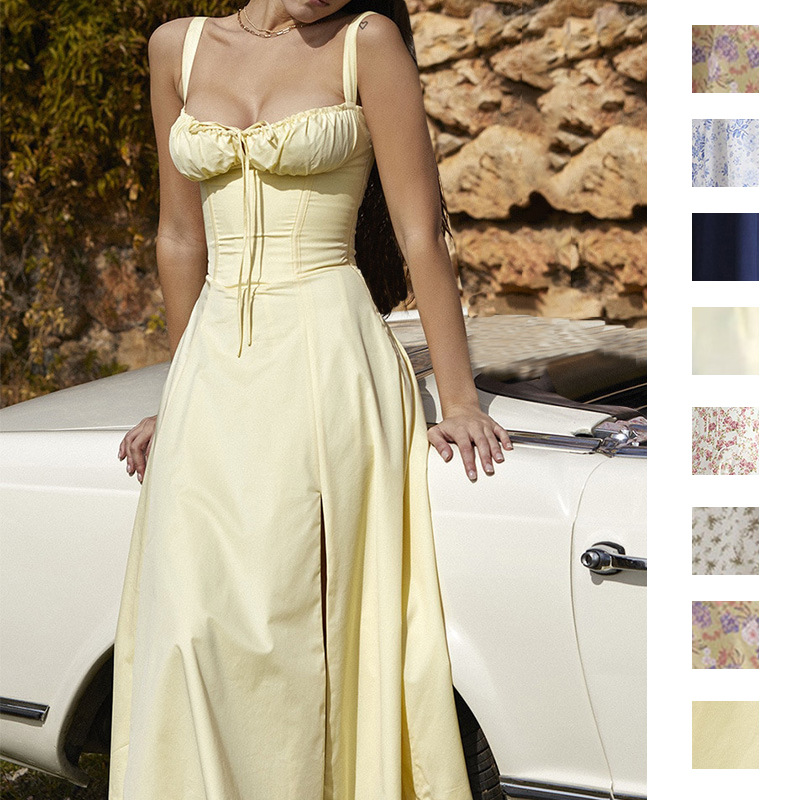 Floral French-Style Sleeveless A-Line Maxi Dress