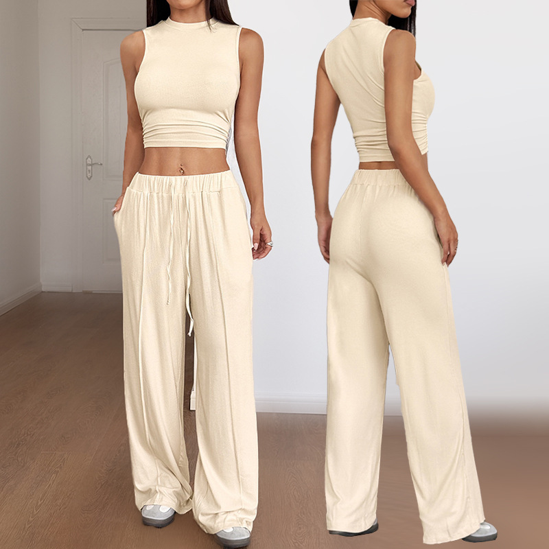 Women's Sleeveless Vest and Casual Pants Y2K Two-Piece Set
