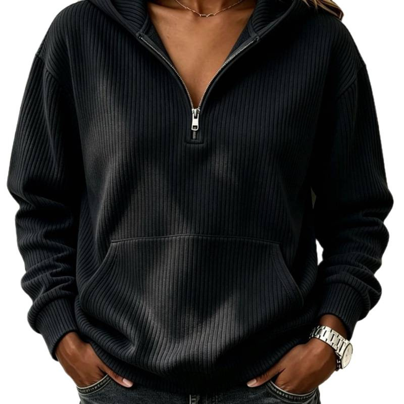 Half-Zip Hooded Sweatshirt Lazy Casual Long Sleeve