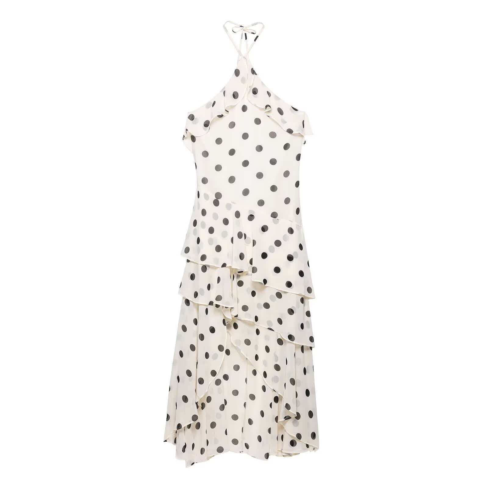 Women's Polka Dot Irregular Cami Dress Sleeveless Slim Fit
