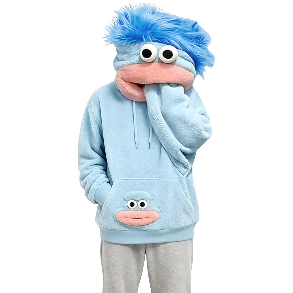 Big Mouth Monster Fuzzy Couple Hoodie Funny Ugly-Cute Pullover