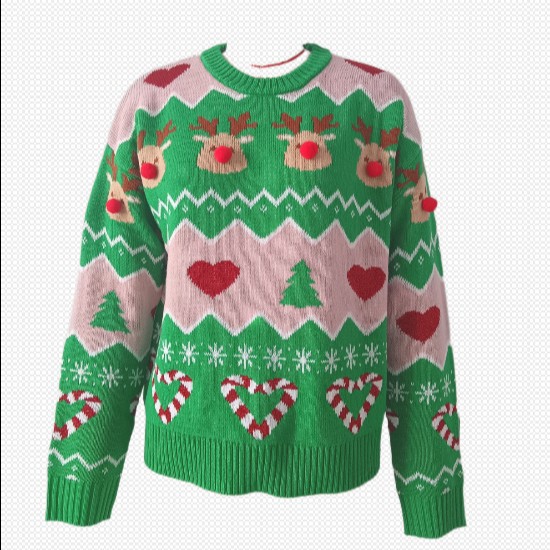 Christmas Reindeer Pullover Sweater Women's Loose Knit