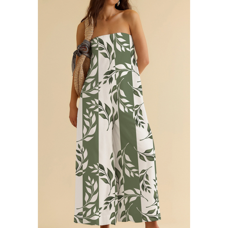 Striped Tube Top and Wide-Leg Pants Set