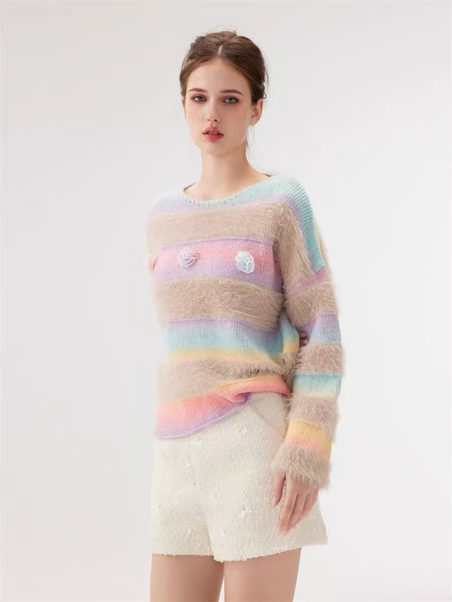 Trendy Color-Block Lazy Style Women's Sweater