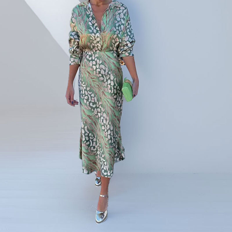 Elegant V-Neck Printed Two-Piece Skirt Set with Tie Detail