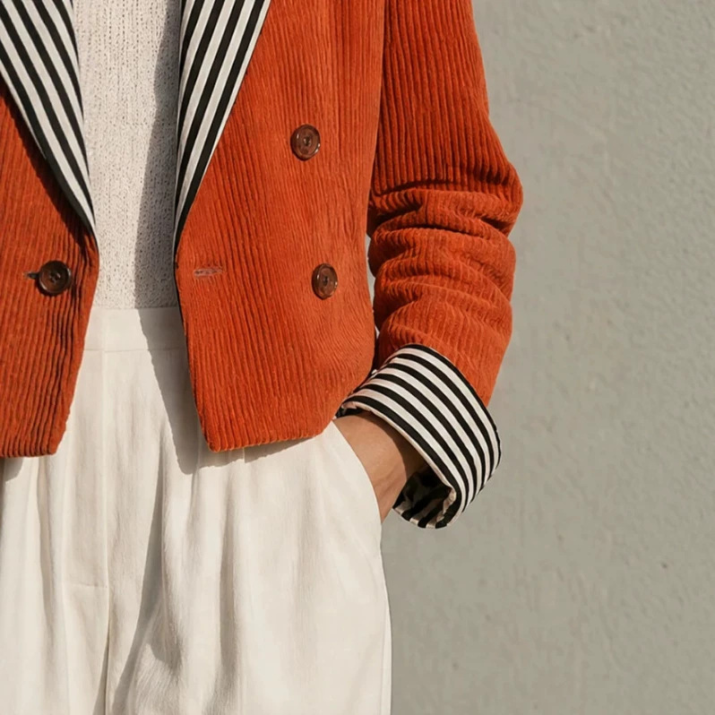 Retro Color-Block Orange Jacket