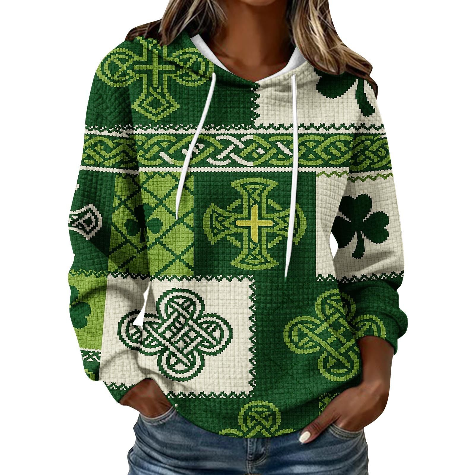 Women's Clover Cross Letter Print Hoodie