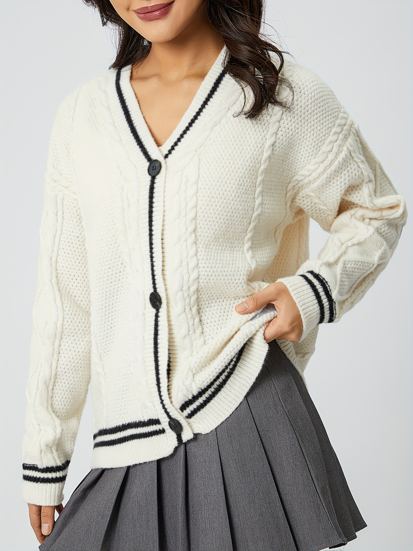 Women's Embroidered Knit Cardigan Loose Casual Sweater Coat