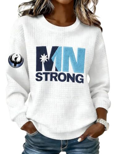 Women's MN Letter Print Crewneck Sweatshirt Casual Pullover