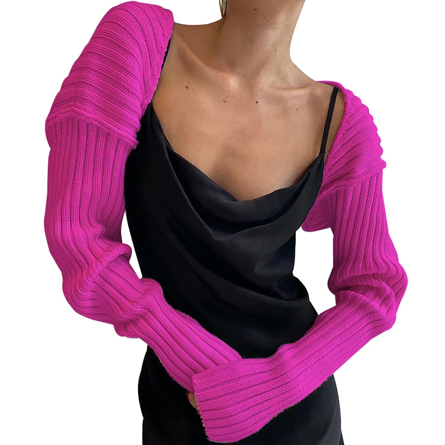 Sexy Solid Color Cropped Knit Cardigan Long Sleeve Sweater Jacket