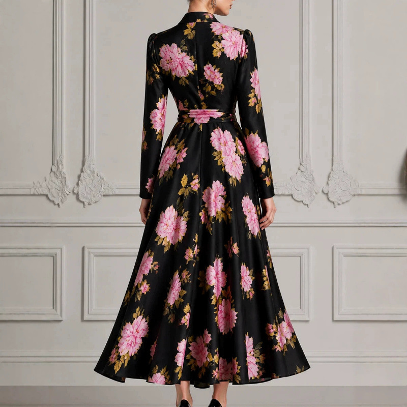 Floral Print V-Neck Midi Dress
