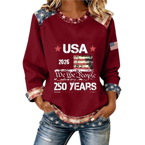 Women's USA Flag Star Print Sweatshirt