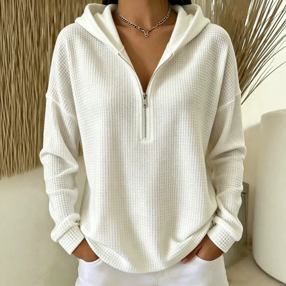 Women's Waffle Knit Zip-Up Hoodie