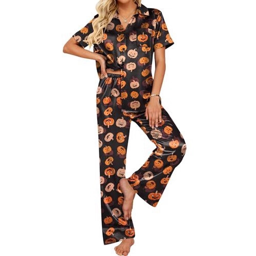 Women's Cuban Collar Bright Print Button Set