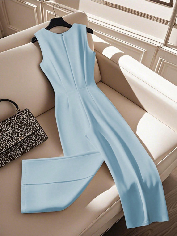 Sleeveless Wide-Leg Jumpsuit with Cinched Waist