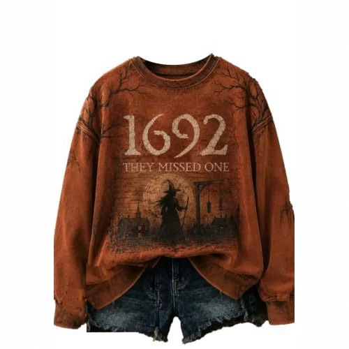 Women's Witch Castle Tree Ghost Print Sweatshirt