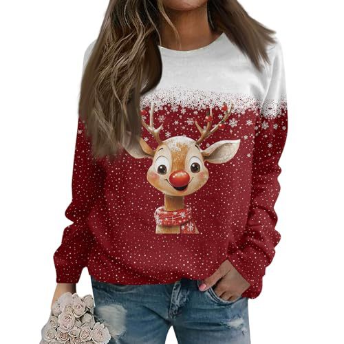 Women's Christmas Snowman Reindeer Print Sweatshirt