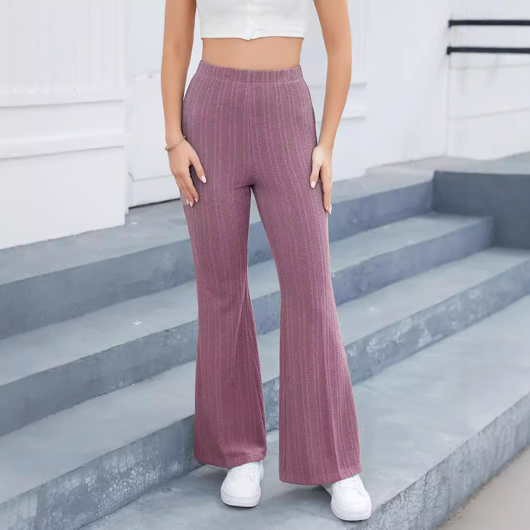 Women's Striped High-Waist Flared Pants Casual Slim Fit