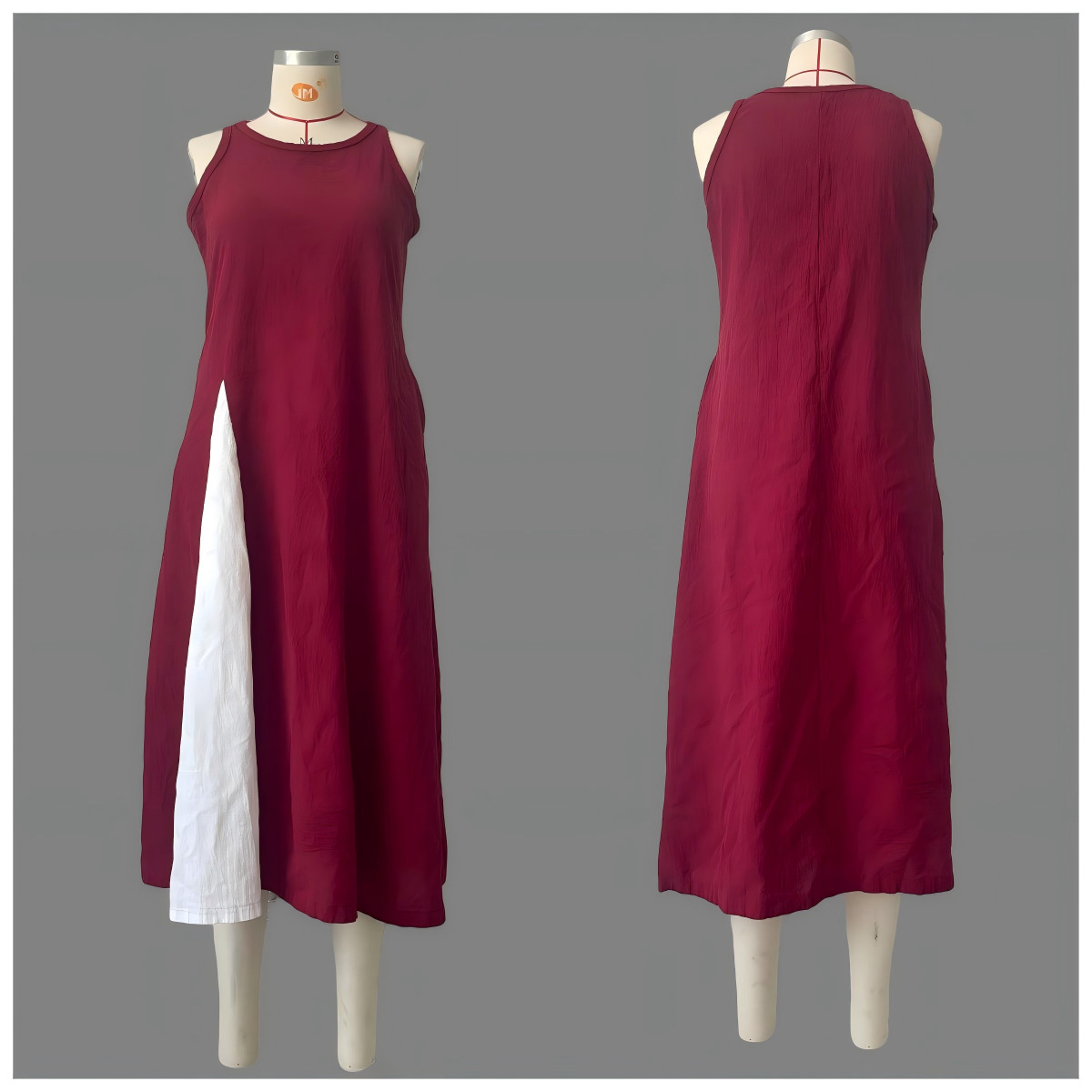 Women's Sleeveless Off-Shoulder Colorblock Maxi Dress with Pockets