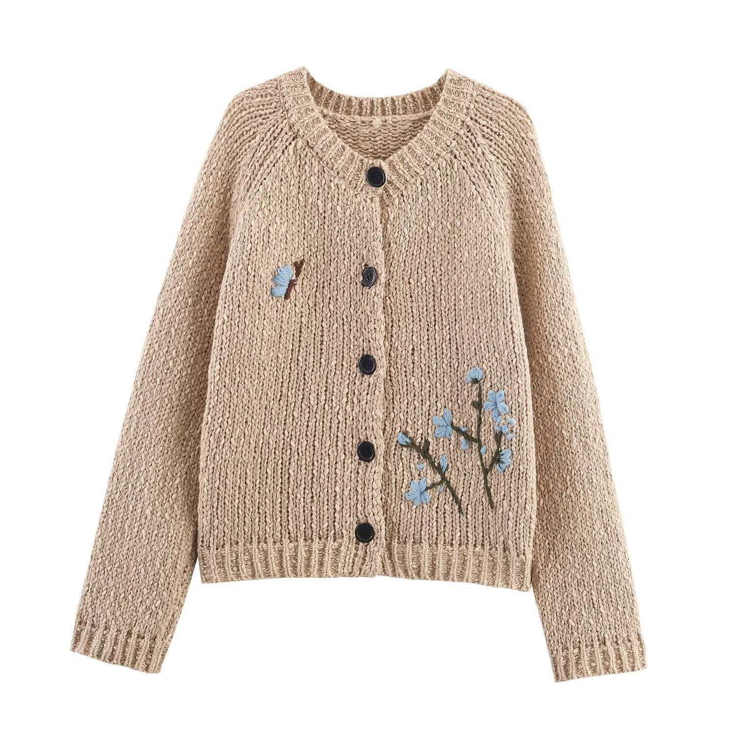 Women's Embroidered Floral Knit Cardigan