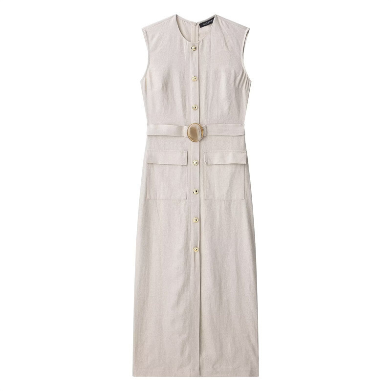 Women's Blended Buckle-Accent Midi Dress