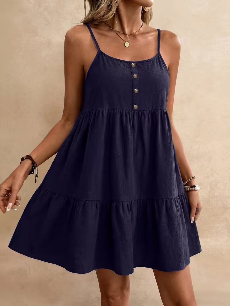 Women's Summer Sleeveless Solid Color A-Line Cami Dress